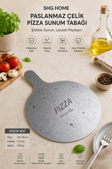 Paslanmaz Çelik Pizza Sunum Tabağı