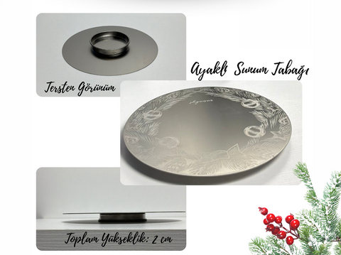 Paslanmaz Çelik Kesme Tahtası + Sunum Tabağı 3'lü Set 23x34 cm, Gıda Temasına Uygun, Dayanıklı