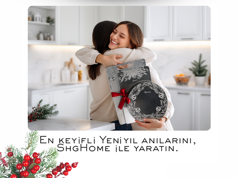 Paslanmaz Çelik Kesme Tahtası + Sunum Tabağı 3'lü Set 23x34 cm, Gıda Temasına Uygun, Dayanıklı