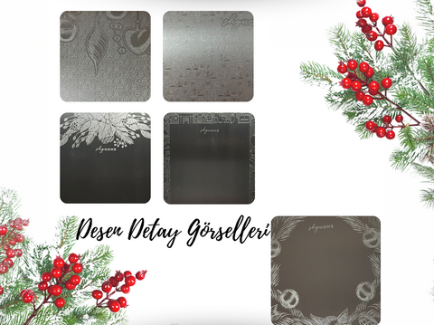 Paslanmaz Çelik Kesme Tahtası + Sunum Tabağı 3'lü Set 23x34 cm, Gıda Temasına Uygun, Dayanıklı