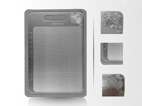 Paslanmaz Çelik Kesme Tahtası 3’lü Set 23x34 cm – Saklama Kılıfı + Kaydırmaz Mat