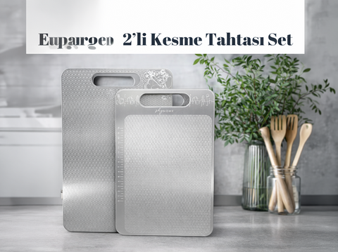 Stainless Steel Cutting Board 2-Piece Set (23 × 34 cm & 20 × 30 cm, Food-Grade)