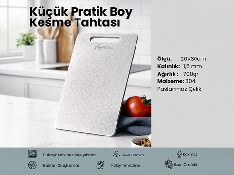 Stainless Steel Cutting Board Small Size (20 × 30 cm, Food-Grade, Scratch-Resistant)
