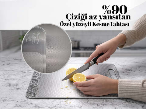 Stainless Steel Cutting Board 2-Piece Set (23 × 34 cm & 20 × 30 cm, Food-Grade)