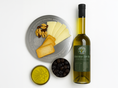 Paslanmaz Çelik 3'lü Sunum Seti - Ayaklı Sunum Tabağı + Sosluk (Zeytinyağı Hediyeli)