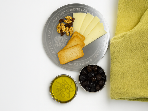 Paslanmaz Çelik Yuvarlak Sunum Tabağı / Kesme Tahtası 22 cm – 4'lü Set (Amerikan Servis Hediyeli)