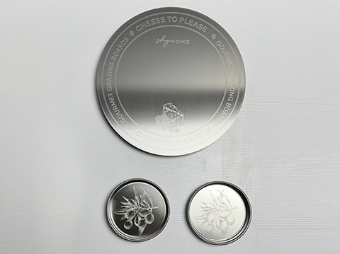 Paslanmaz Çelik Yuvarlak Sunum Tabağı / Kesme Tahtası 22 cm – 4'lü Set (Amerikan Servis Hediyeli)